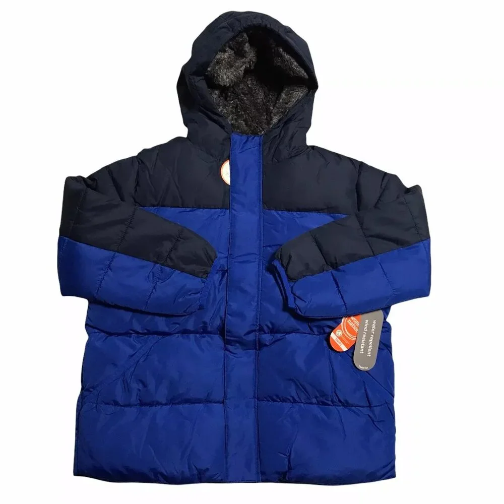 Wonder Nation‎ Boys Hooded Jacket Size 8 (M) Husky Blue/Black Fleece Lining